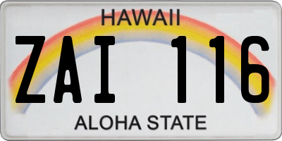HI license plate ZAI116