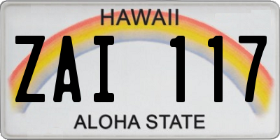 HI license plate ZAI117