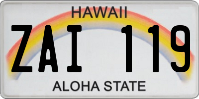 HI license plate ZAI119