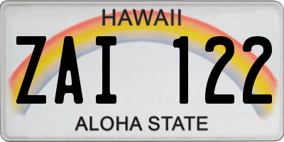 HI license plate ZAI122