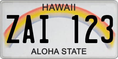 HI license plate ZAI123
