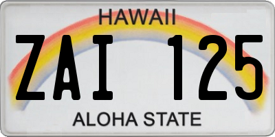 HI license plate ZAI125