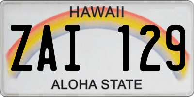 HI license plate ZAI129