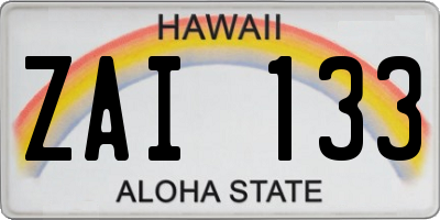 HI license plate ZAI133