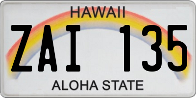 HI license plate ZAI135