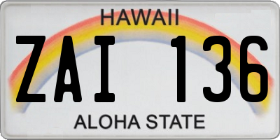 HI license plate ZAI136