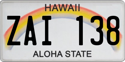 HI license plate ZAI138