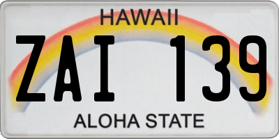 HI license plate ZAI139