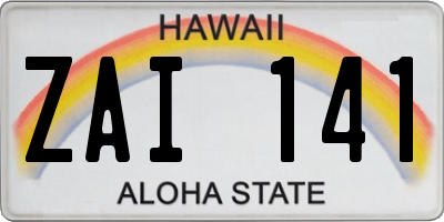 HI license plate ZAI141