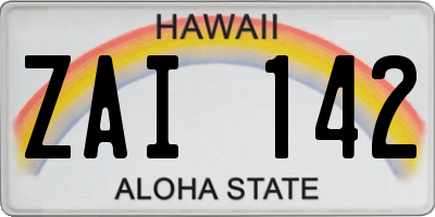 HI license plate ZAI142