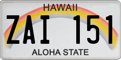 HI license plate ZAI151