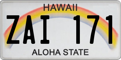 HI license plate ZAI171