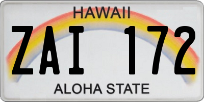 HI license plate ZAI172