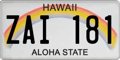 HI license plate ZAI181