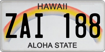 HI license plate ZAI188