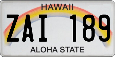 HI license plate ZAI189