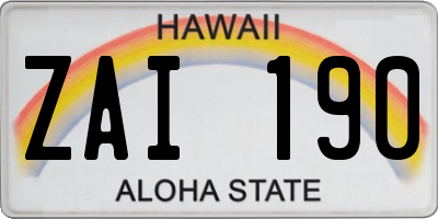 HI license plate ZAI190