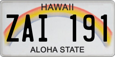 HI license plate ZAI191