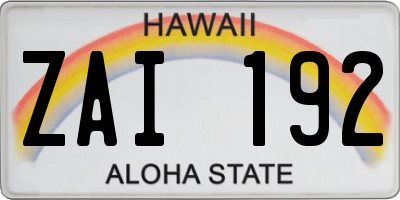 HI license plate ZAI192