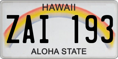 HI license plate ZAI193