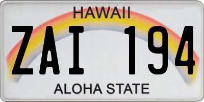 HI license plate ZAI194