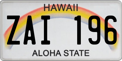 HI license plate ZAI196