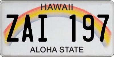 HI license plate ZAI197
