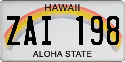 HI license plate ZAI198