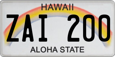 HI license plate ZAI200