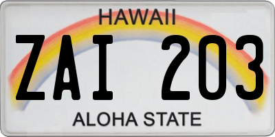 HI license plate ZAI203