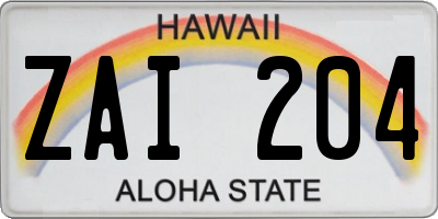HI license plate ZAI204