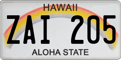 HI license plate ZAI205