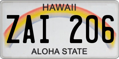 HI license plate ZAI206