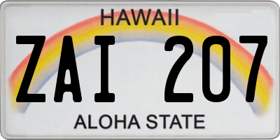 HI license plate ZAI207