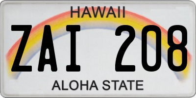 HI license plate ZAI208