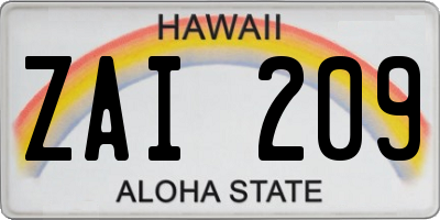 HI license plate ZAI209