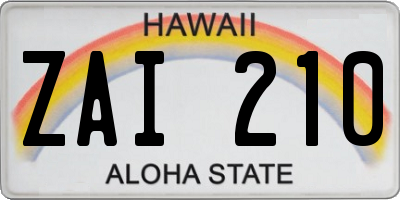 HI license plate ZAI210