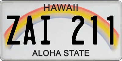 HI license plate ZAI211