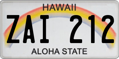 HI license plate ZAI212