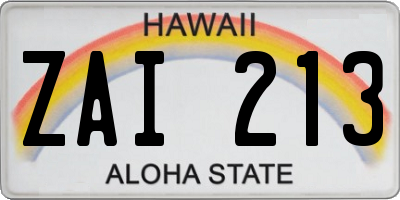 HI license plate ZAI213