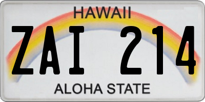 HI license plate ZAI214