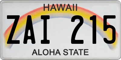 HI license plate ZAI215