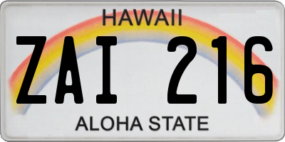 HI license plate ZAI216