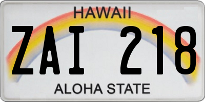 HI license plate ZAI218