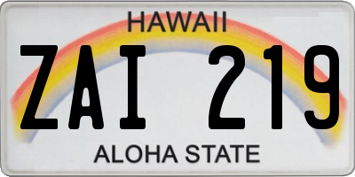 HI license plate ZAI219