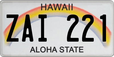 HI license plate ZAI221