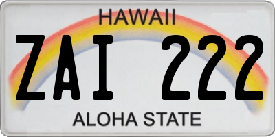 HI license plate ZAI222