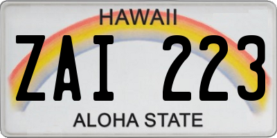HI license plate ZAI223