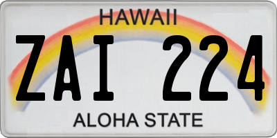 HI license plate ZAI224
