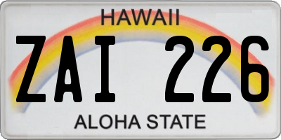 HI license plate ZAI226